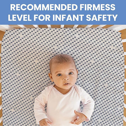 Delta Children Perry 6-in-1 Convertible Crib - Greenguard Gold Certified, Bianca White + Simmons Kids Radiant Sky Dual Sided Baby Crib Mattress and Toddler Mattress (Bundle)