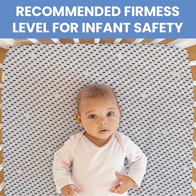 Delta Children Perry 6-in-1 Convertible Crib - Greenguard Gold Certified, Moonstruck Grey + Simmons Kids Radiant Sky Dual Sided Baby Crib Mattress and Toddler Mattress (Bundle)