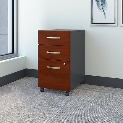 Bush Business Furniture Series C Mobile Under Desk Arrives Fully Assembled | Stylish 3 Drawer File Cabinet for Professional or Home Office, Hansen Cherry