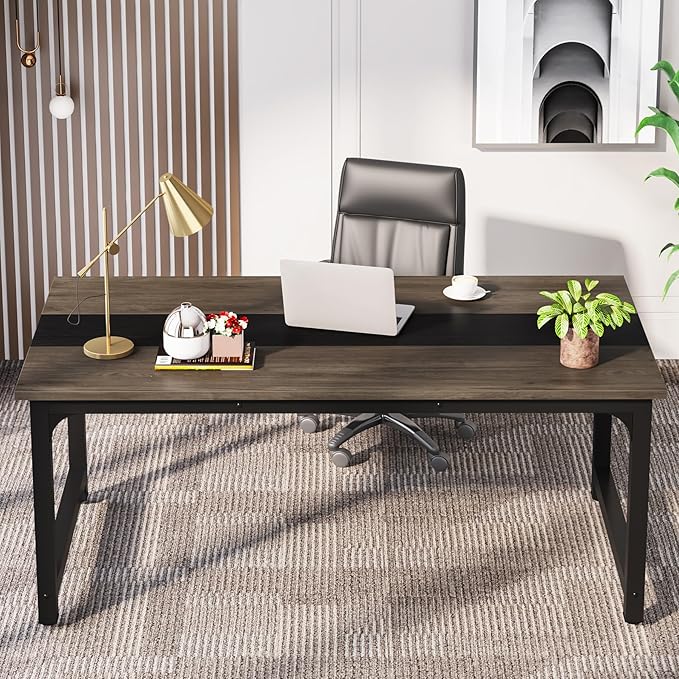 63 Inch Large Executive Office Desk, Simple Computer Workstation with 31.5 inch Extra Wide Desktop for Home Office