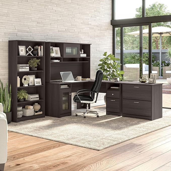 Bush Business Furniture Cabot 2 Drawer Lateral File Cabinet | Letter, Legal, and A4-size Document Storage for Home Office, 32W, Heather Gray
