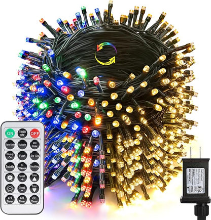 Joomer Christmas Lights 262FT 800 LED Color Changing Christmas Tree Lights Outdoor with Timer, Remote, Connectable for Christmas Decoration(Warm White to Multicolor)
