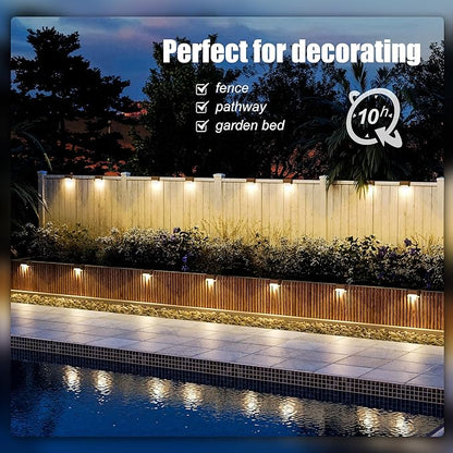 Greesum 3 Piece Rattan Patio Furniture Set with Rocking Chairs, Glass Table and SOLPEX 16 Pack Solar Deck Lights for Outdoor Stairs, Fence and Pathway