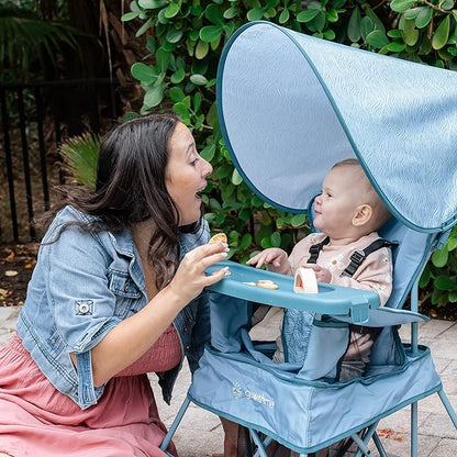 Baby Delight Go with Me Venture Portable Chair | Indoor and Outdoor | Sun Canopy | 3 Child Growth Stages | Blue Wave
