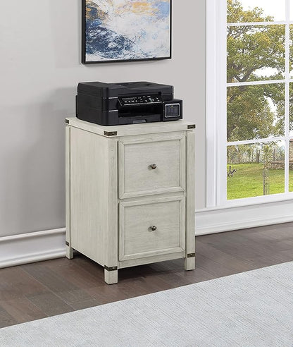 OSP Home Furnishings Designs Baton Rouge 2 Drawer File Cabinet with Rustic Design and Metal Accents, Champagne Oak