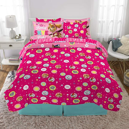 Paw Patrol Girls Kids Bedding Super Soft Comforter And Sheet Set With Sham, 7 Piece Full Size, (Official) Nickelodeon Product By Franco