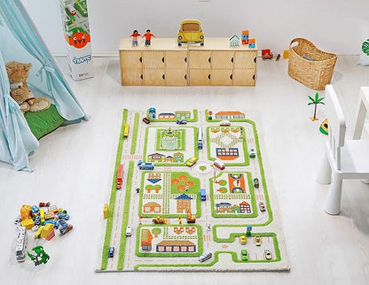 IVI 3D Play Rugs, Traffic Green, 39 x 59 inches