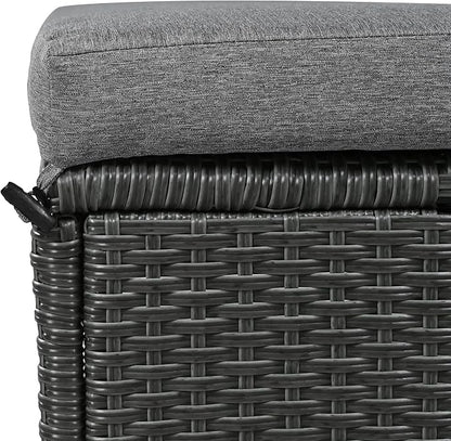 5-Piece Outdoor Patio Furniture Set with Dining Table&Bench, All-Weather PE Wicker Sofa w/2 Extendable SideTables&Cushions&Washable Covers, Rattan Conversation Couch for Backyard Yard, Gray