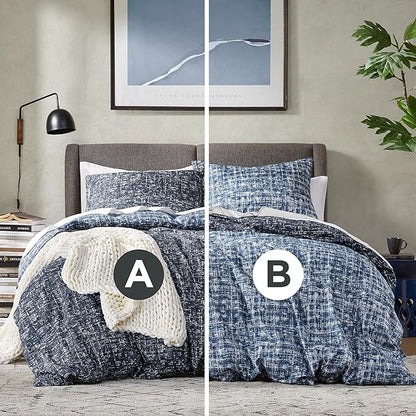 Hyde Lane Twin/Twin XL Kids Comforter Set, Blue Modern Farmhouse Aesthetic Bedding, Teen Boys Plaid Lines Pattern Bed Sets for All Season, 2 Pieces includes 1 Comforter, 1 Sham (66"x 90")