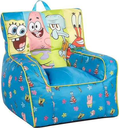 Idea Nuova Nickelodeon Spongebob Squarepants Toddler Nylon Bean Bag Chair with Piping & Top Carry Handle Large