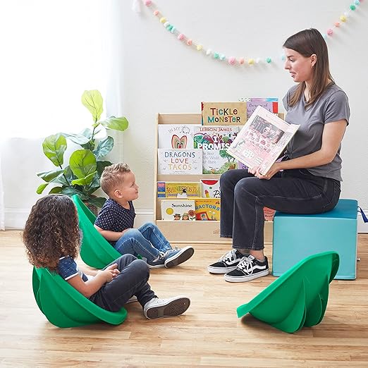 ECR4Kids Leaf Floor Seat, Rocker Chair, Emerald, 6-Piece