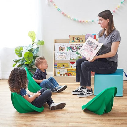 ECR4Kids Leaf Floor Seat, Rocker Chair, Emerald, 6-Piece