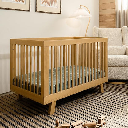 babyletto Hudson 3-in-1 Convertible Crib with Toddler Bed Conversion Kit in Honey, Greenguard Gold Certified