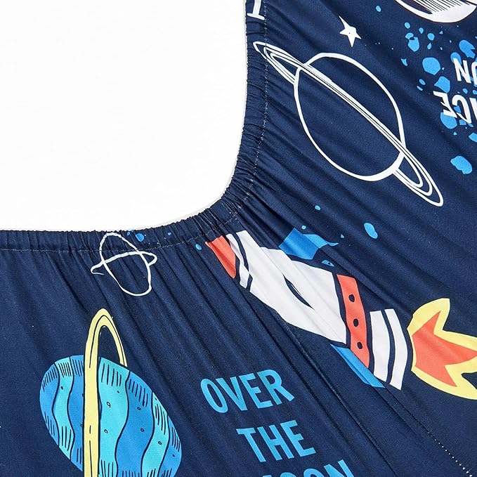 beeweed 5 Piece Kid Comforter Set Twin Size, Space Rocket Bedding Set for Teen Boys Girls