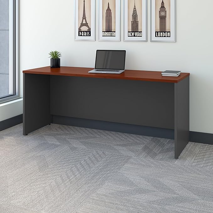 Bush Business Furniture Series C Credenza Desk, Large Computer Table for Home and Professional Office, 72W x 24D, Hansen Cherry