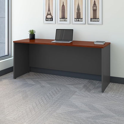 Bush Business Furniture Series C Credenza Desk, Large Computer Table for Home and Professional Office, 72W x 24D, Hansen Cherry