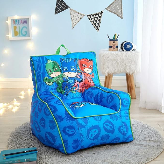 Idea Nuova PJ Mask Toddler Nylon Bean Bag Chair with Piping & Top Carry Handle, NK570401, Medium