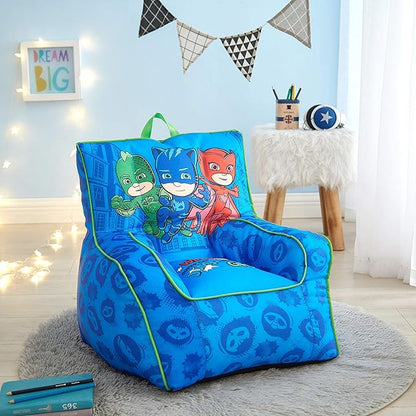 Idea Nuova PJ Mask Toddler Nylon Bean Bag Chair with Piping & Top Carry Handle, NK570401, Medium