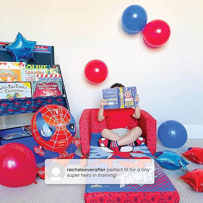 Delta Children Marvel Spidey and His Amazing Friends Cozee Flip-Out Chair - 2-in-1 Convertible Chair to Lounger for Kids