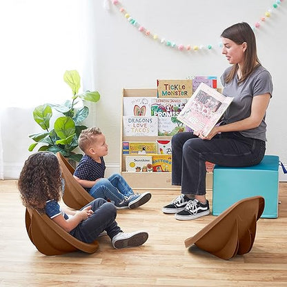 ECR4Kids Leaf Floor Seat, Rocker Chair, Chocolate, 6-Piece