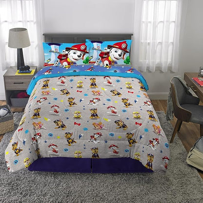 Franco Paw Patrol Kids Bedding Super Soft Comforter And Sheet Set, 5 Piece Full Size, (Official) Nickelodeon, 39 x 75 Inch
