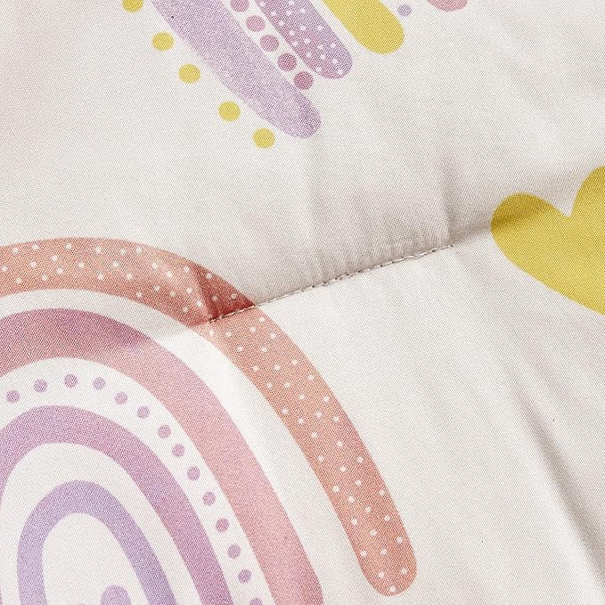 for Kids Rainbow Hearts 4-Piece Comforter Set - Beautiful Motif Design Bedding Set with Embrodery Print