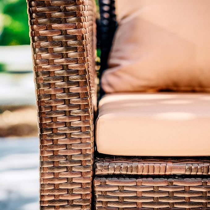 Nestl Wicker Outdoor Furniture Set - 4 Piece Patio Set (Brown/Beige)
