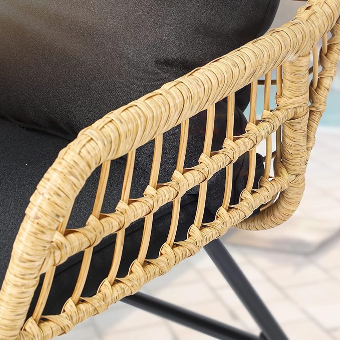 YITAHOME Patio Furniture Wicker Outdoor Bistro Set, 4-Piece All Weather Patio Furniture Rattan Conversation Loveseat Sets for Backyard, Balcony and Deck, Light Brown+Black