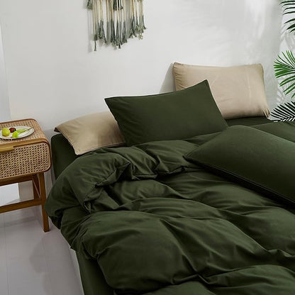 Army Green Comforter Set Deep Green Bedding Set Solid Green Comforter Set Men Breathable Dark Green Bedding Set Women Soft Hunter Green Comforter Set Skin Friendly, Cal King (104" X 96" )