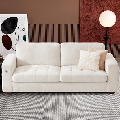 Ihanherry 111.4" L Shaped Modern Sofa Modular Sectional Cloud Couch with Ottoman, 4-Seat Chenille Deep Seat Sofa with Pillow for Living Room, Bedroom and Apartment, Beige
