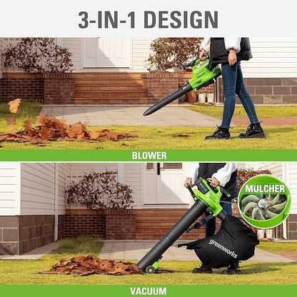 Greenworks 40V (230 MPH / 505 CFM / 75+ Compatible Tools) Cordless Brushless Leaf Blower / Vacuum, Tool Only
