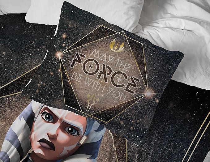 Jay Franco Star Wars The Clone Wars Ahsoka Force Full Comforter & Sham Set - Kids Super Soft Bedding - Fade Resistant Microfiber (Official Star Wars Product)