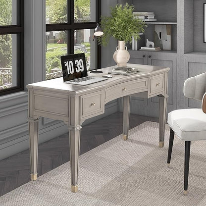 Jennifer Taylor Home Dauphin 55" 3-Drawer Wood Executive Desk, Grey Cashmere