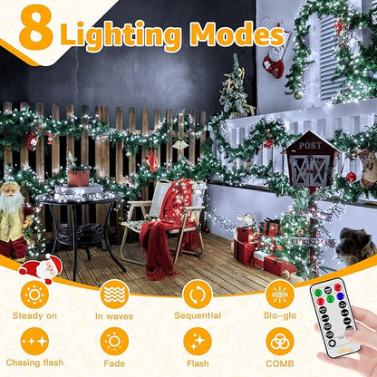 Ollny Cluster Lights for Christmas Tree, 400LED 20ft Cool White Christmas Lights Outdoor 8 Modes Timer Remote, Waterproof String Lights for Indoor Outside Garland Xmas Decorations