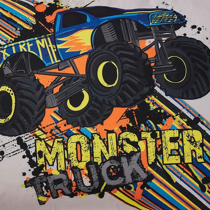 Kids Bedding Set Bed in a Bag for Boys and Girls Toddlers Printed Sheet Set and Comforter, Full, Monster Truck