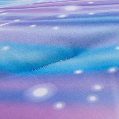 Btargot Super Soft 6 Pieces Gradient Star Ring Comforter Set, Colorful Glitter Rainbow Star Pattern Bedding Set for Boys Girls Teens, Full Purple