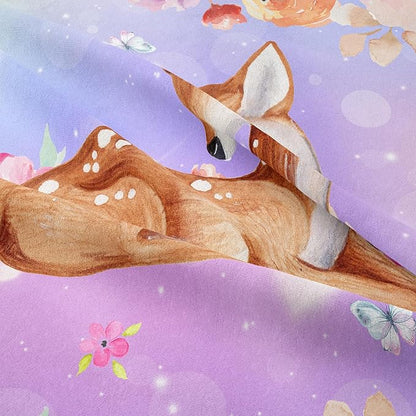 NINENINE Cute Deer Bedding for Girls Kawaii Deer Comforter Sets for Girls,Pink Deer Bedding Twin Bedding Set for Kids Girls,Watercolor Wildlife Comforter with 1 Comforter 1 Pillowcase…