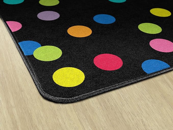 Flagship Carpets Schoolgirl Style Just Teach Rainbow Polka Dots Classroom Area Rug for Indoor Classroom Learning or Kid Bedroom Educational Play Mat, 5'x7'6", Multi