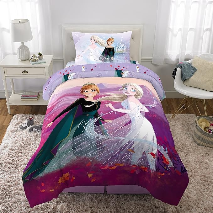 Disney Frozen 2 Kids Bedding Super Soft Comforter And Sheet Set, 4 Piece Twin Size, "Official" Disney Product By Franco