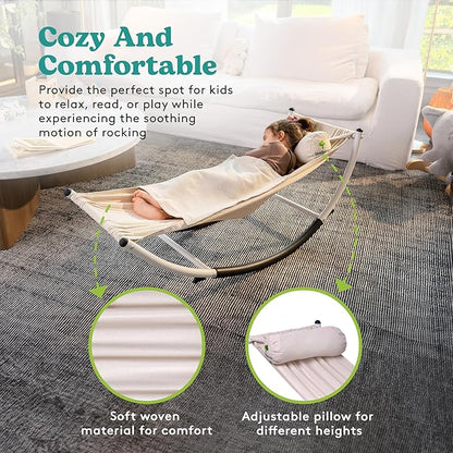 Kids Rocking Chair - Kids Recliner Chairs for Toddlers, Kids Chairs Comfy Toddlers Lounge Chair - Adjustable Pillow and Blanket for Sensory Comfort Included