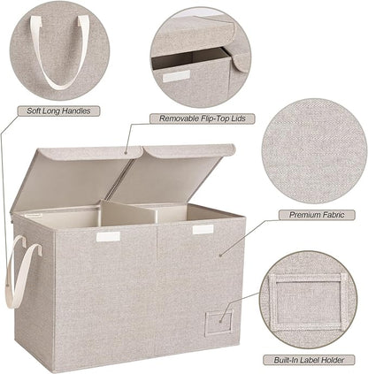 StorageWorks Toy Storage Organizer with Flip-Top Lids, Toy Bins for Living Room, Nursery Room, Playroom, Large Toy Chest for Kids, Brown and Beige, 24 ¾"L x 13" W x 16" H