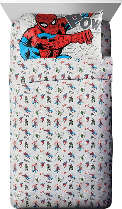Marvel Spiderman Spidey VS 5 Piece Twin Size Bed Set - includes Comforter & Sheet Set Bedding - Super Soft Fade Resistant Microfiber (Official Product)