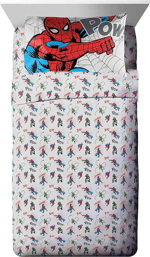 Marvel Spiderman Spidey VS 7 Piece Full Size Bed Set - includes Comforter & Sheet Set Bedding - Super Soft Fade Resistant Microfiber (Official Product)