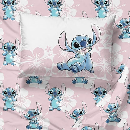 Disney Lilo & Stitch Full Comforter Set - 7 Piece Bedding includes Sheet Set & Pillow Covers - Super Soft Kids Floral Bedding