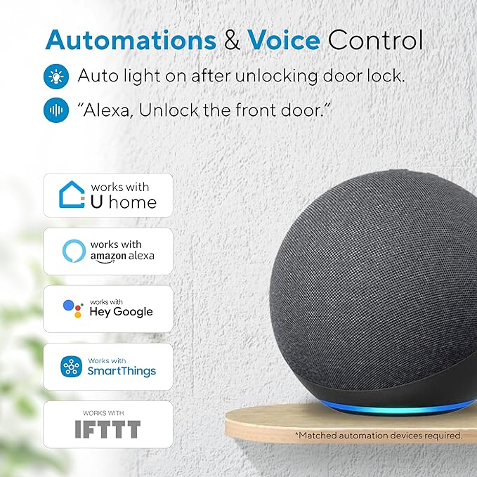 ULTRALOQ U-Bolt Pro WiFi Smart Lock with Door Sensor, 8-in-1 Keyless Entry Door Lock with Fingerprint ID, App Remote Control, Built-in WiFi Keypad Deadbolt, Auto Unlock, IP65 Waterproof, Easy Install