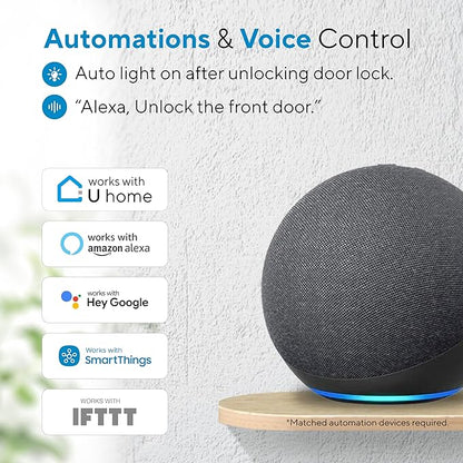 ULTRALOQ U-Bolt Pro WiFi Smart Lock with Door Sensor, 8-in-1 Keyless Entry Door Lock with Fingerprint ID, App Remote Control, Built-in WiFi Keypad Deadbolt, Auto Unlock, IP65 Waterproof, Easy Install