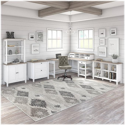 Bush Furniture Mayfield 2 Drawer Lateral File Cabinet in Pure White and Shiplap Gray