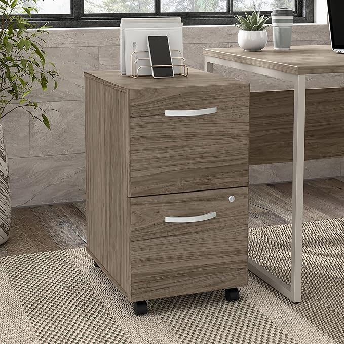 Bush Furniture HYF116MHSU-Z Bush Business Furniture Hybrid 2-Drawer Mobile File Cabinet, Letter/Legal, Modern Hickory, 20-Inch