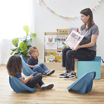 ECR4Kids Leaf Floor Seat, Rocker Chair, Peacock Blue, 6-Piece