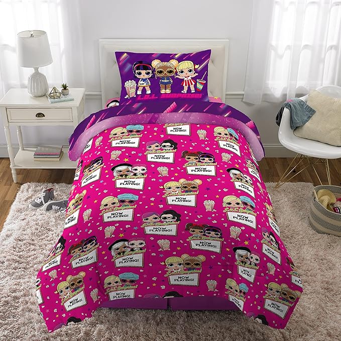 Franco Kids Bedding Super Soft Comforter and Sheet Set, 4 Piece Twin Size, LOL Surprise